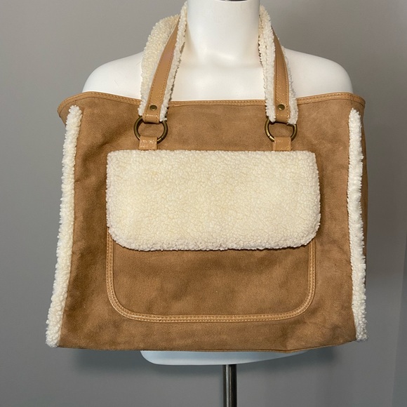 Bath & Body Works Handbags - Bath & Body Bag brown and cream, faux suede, Gently used, good condition